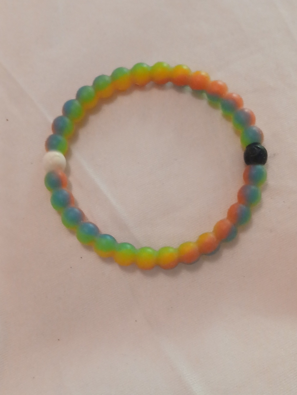 Lokai Rainbow Beaded Stretch Bracelet with Black and White Accent Beads